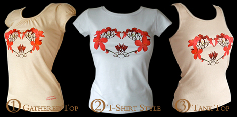 Designer Floral Love Heart Tops, Tanks and Tees by Miss Lontay
